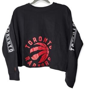 NBA Toronto Raptors FISLL Canada Cropped Long Sleeve Black Sweatshirt Women Sz M